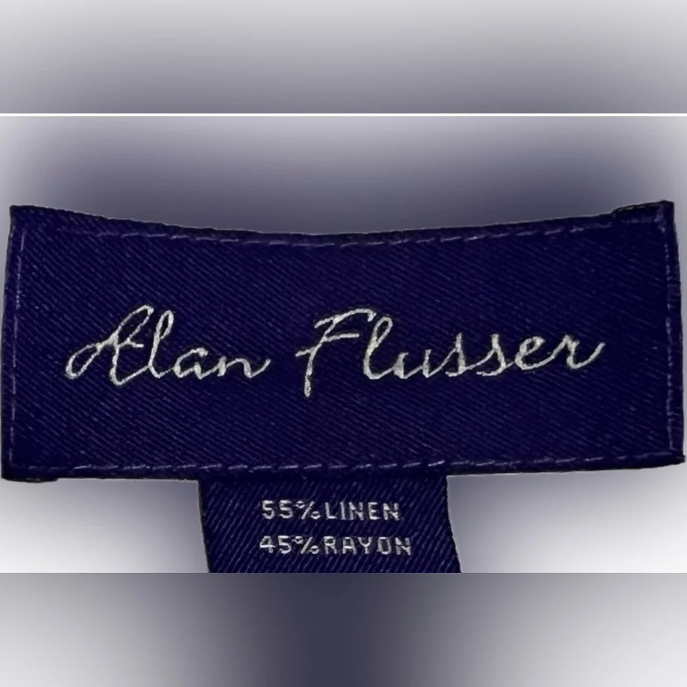🍄Alan Flusser Pants Mens Linen Rayon Blend Beachy Tropical Pleated 36 x 25